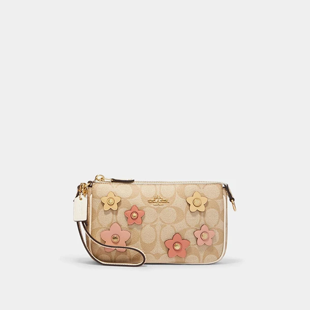 COACH/蔻驰CH619 女士包包浅卡其花卉贴片Nolita麻将包单肩包7057