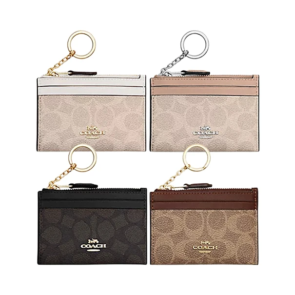 COACH/蔻驰CW870 经典标志印花迷你证件包女士复古小巧卡包零钱包