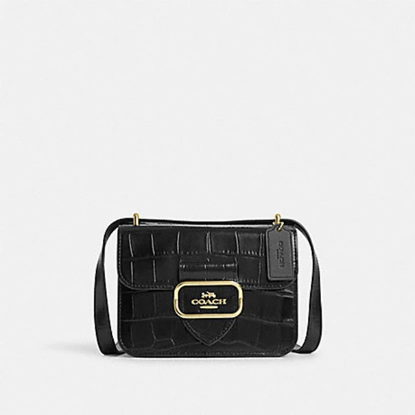 COACH/蔻驰CN313 经典标志MORGAN小方包黑色鳄鱼纹单肩包1405
