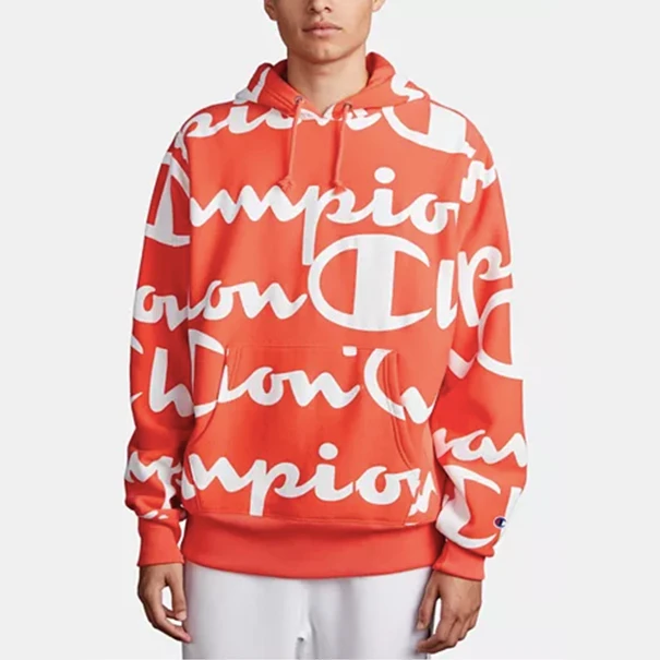 Champion冠军经典情侣款RW系列百年纪念印花连帽卫衣橘色 M码/L码