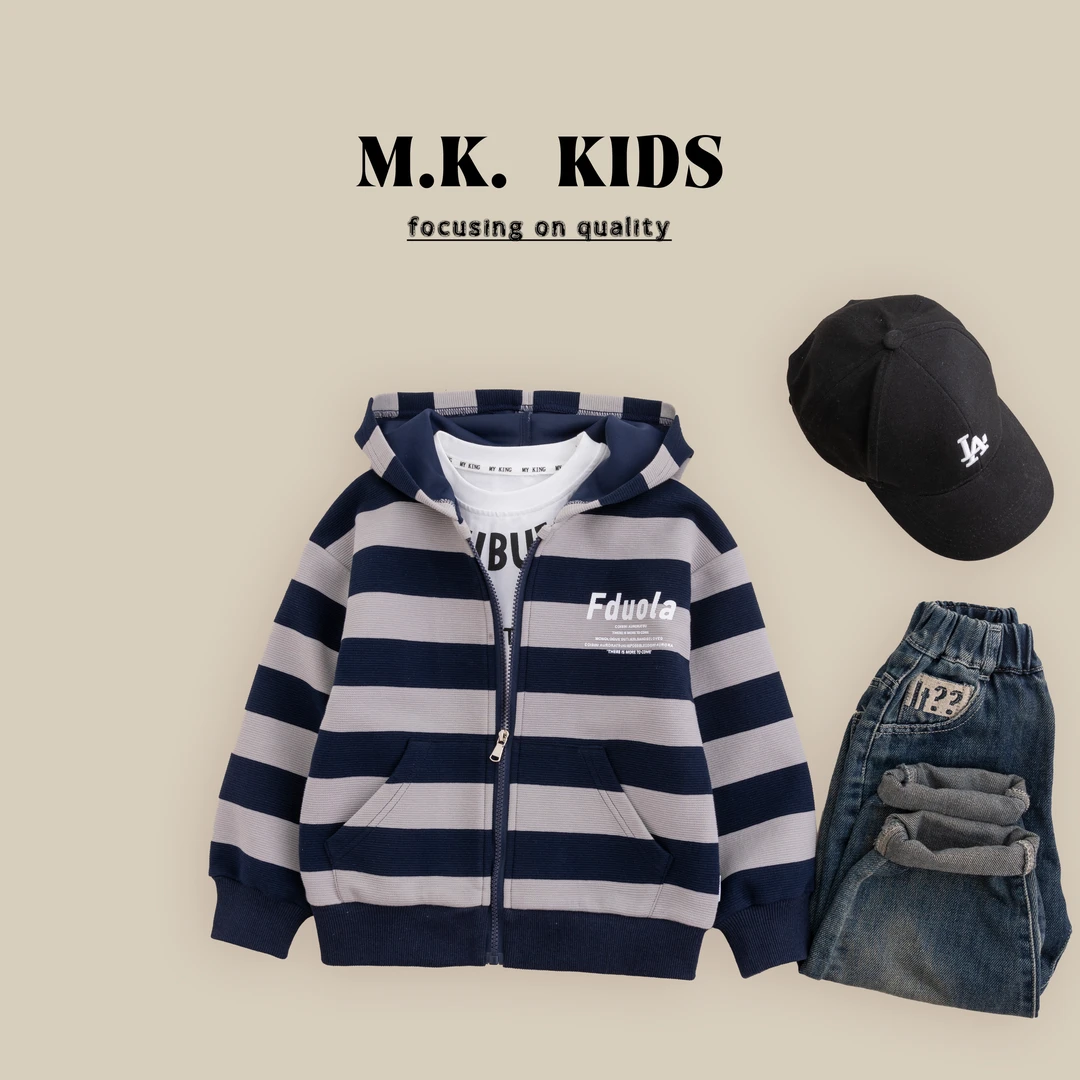 现货儿童连帽卫衣长袖2024秋装新款男童春秋上衣QA9083华子童装