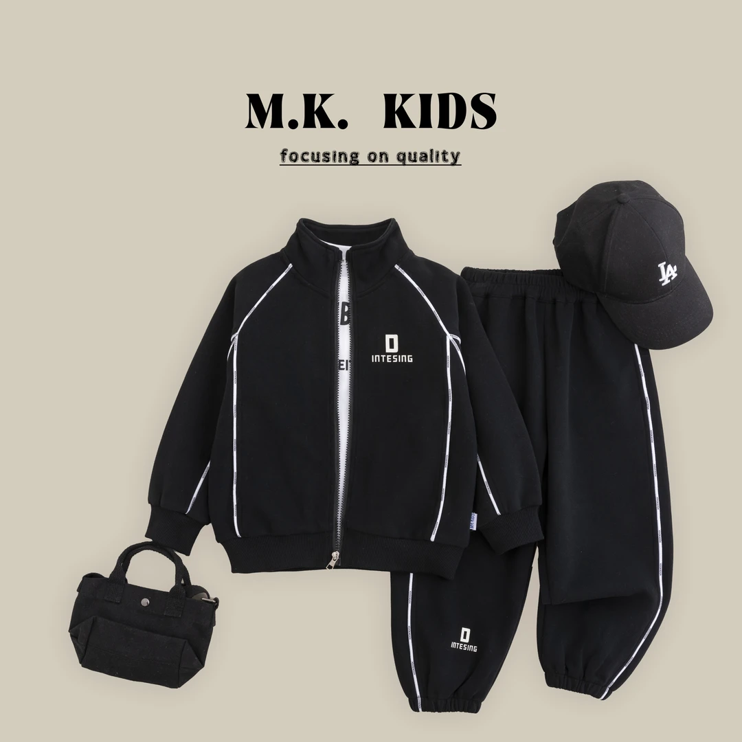 现货儿童套装2024新款男童两件套立领外套+长裤QA9147华子童装