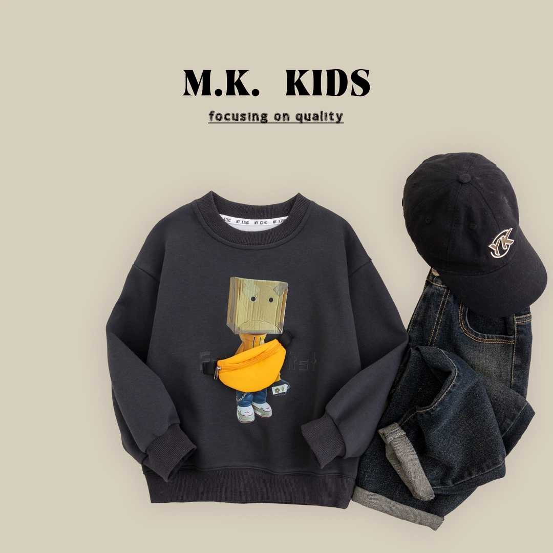 现货儿童卫衣2024秋装新款男童春秋上衣圆领潮流QA9050华子童装