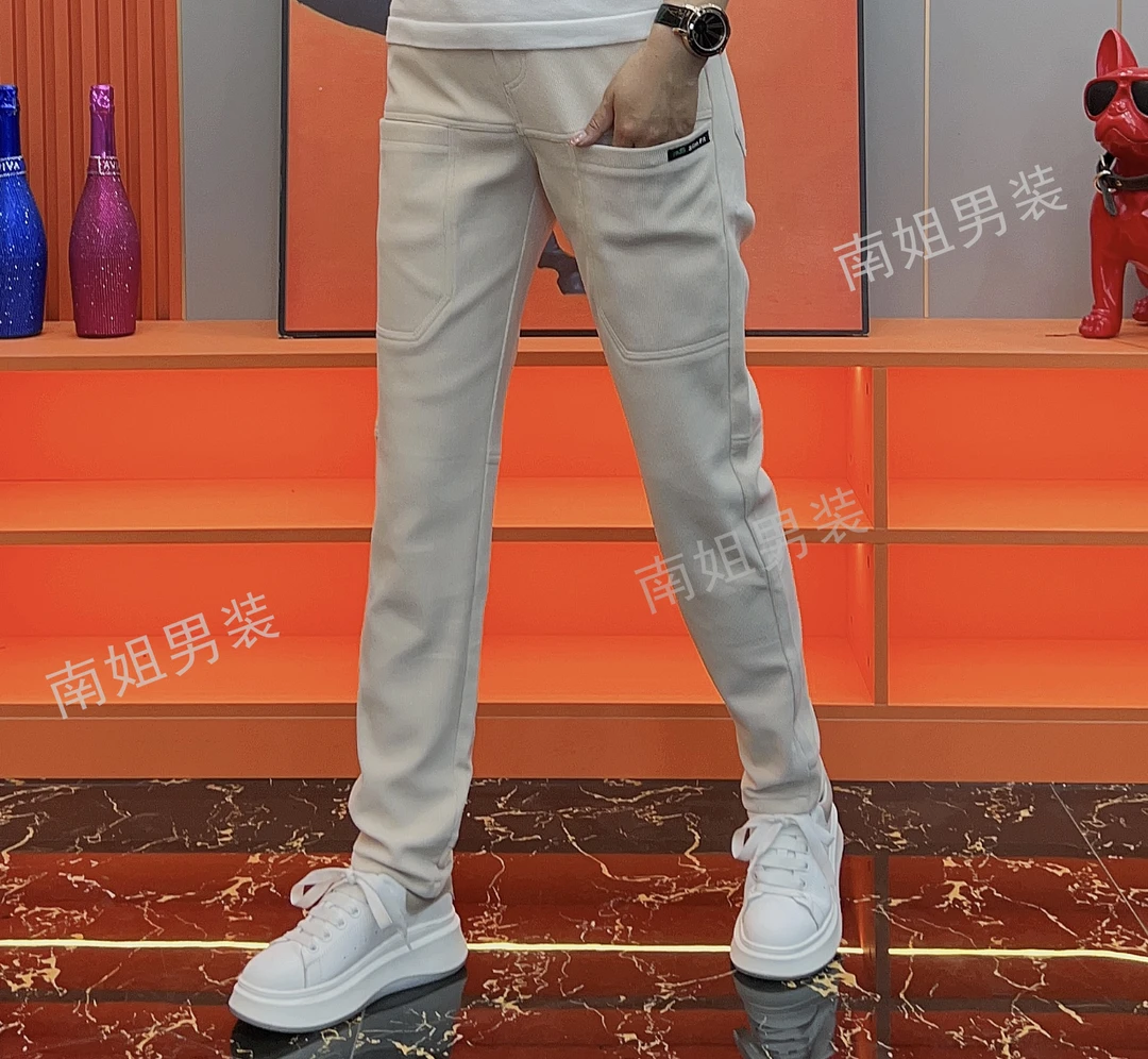 2024秋季新款男士时尚百搭休闲中高腰灯芯绒多色修身小脚裤 AD688