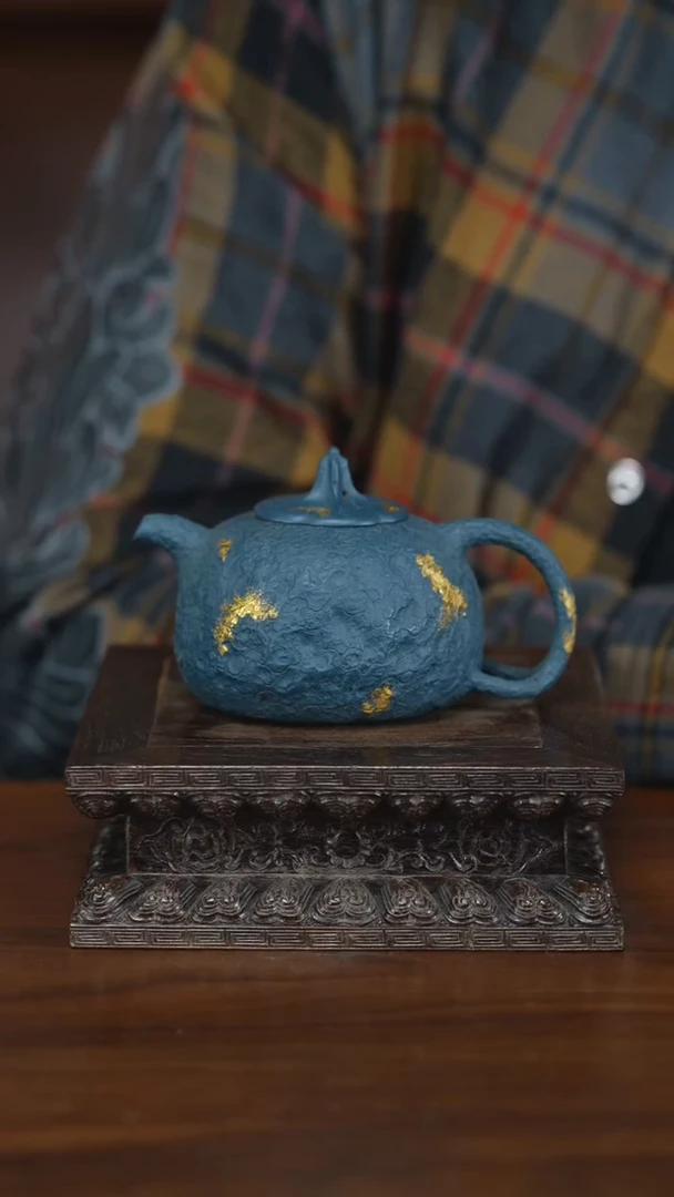 【闪购商品】紫砂茶壶供春  墨绿泥鎏金