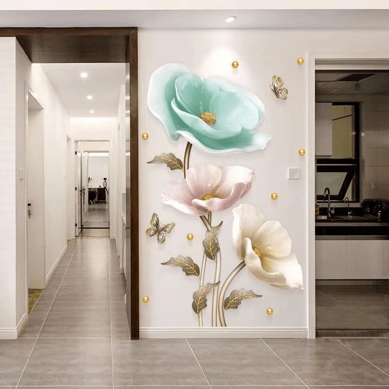 立体贴画郁金香墙贴壁纸客厅墙面装饰自粘墙饰贴画沙发背景墙贴画