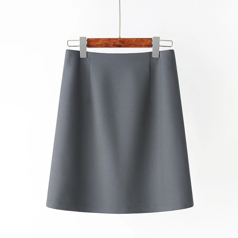 灰色半身裙高腰通勤职业裙2025春季新款气质显瘦A字裙小个子短裙