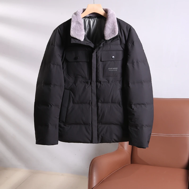 特！可拆式羊毛领~90白鸭绒！防风防寒保暖羽绒服 H4283 男装 2033