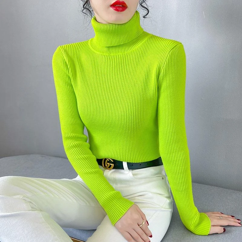秋冬新款洋气气质高领毛衣女长袖欧货修身紧身堆堆学生针织打底衫