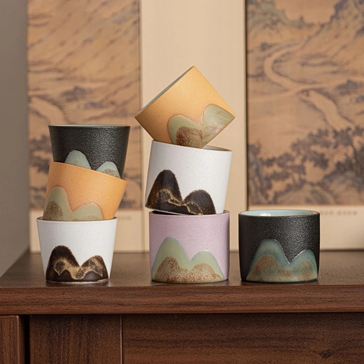 喝茶茶杯黑陶主人杯陶瓷品茗杯家用待客茶杯单杯茶杯套装送礼大气