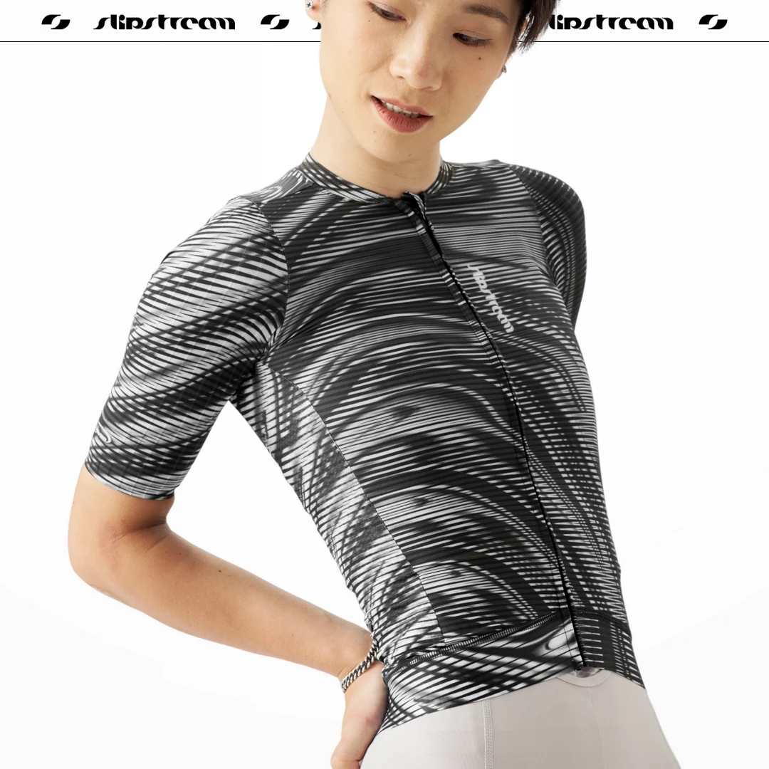 Slipstream骑行服短袖 off 女款透气自行车修身显瘦上衣银色海浪