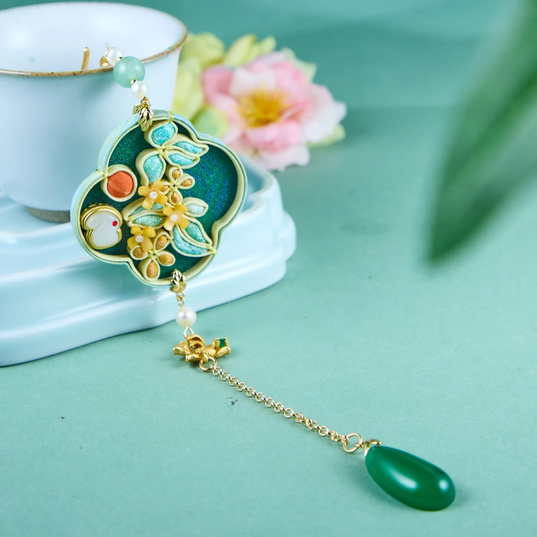 合金布艺胸针 【月桂兔】压襟手工时尚复古国风古风长款古典百搭