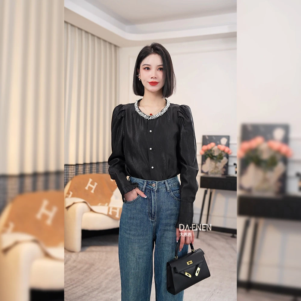 仫赐【晚风吟】早春2024新款中式别致休闲气质简约显瘦衬衫F9071