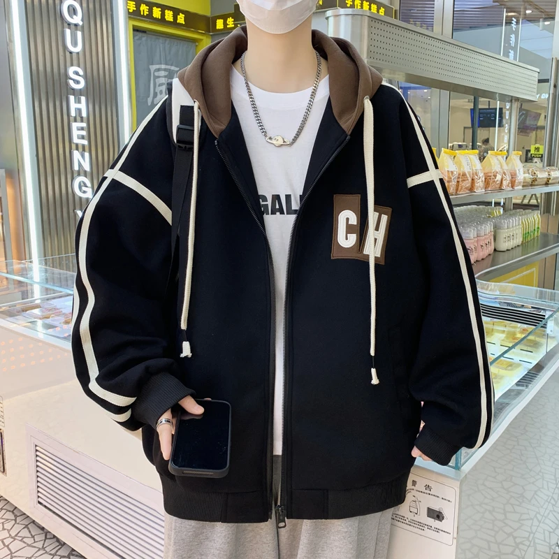 青少年外套男连帽潮流夹克港风长袖学生ins百搭宽松帅气韩版上衣