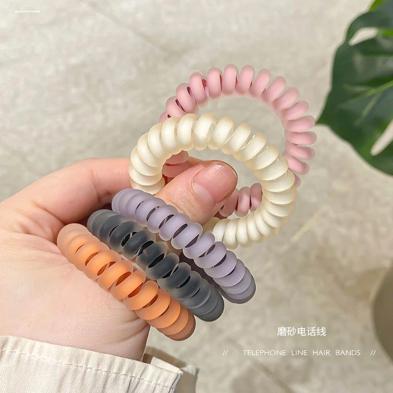 高弹力电话线发圈罐装扎头发皮筋无痕头绳韩国简约磨砂发绳女头饰