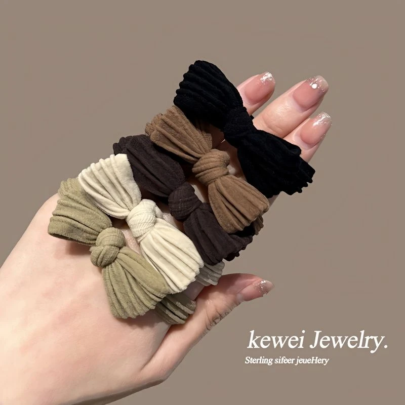 2023新款简约高弹耐用皮筋扎头发蝴蝶结头绳儿童大人不伤发绳发圈