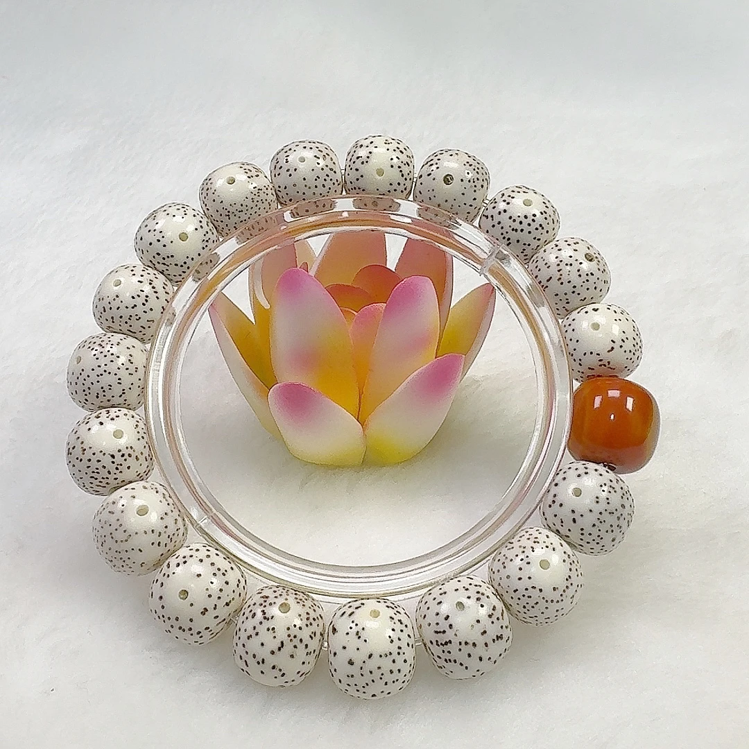 海南星月菩提籽脱脂顺白单圈手串大规格尺寸约11.5*12精挑枣珠