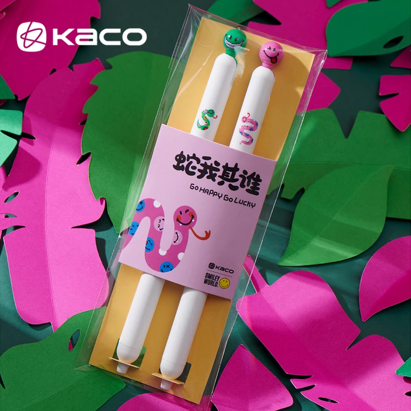 KACO蛇年限定灵悦中性笔侧按式0.5黑笔双珠ST签字笔蛇我其谁水笔