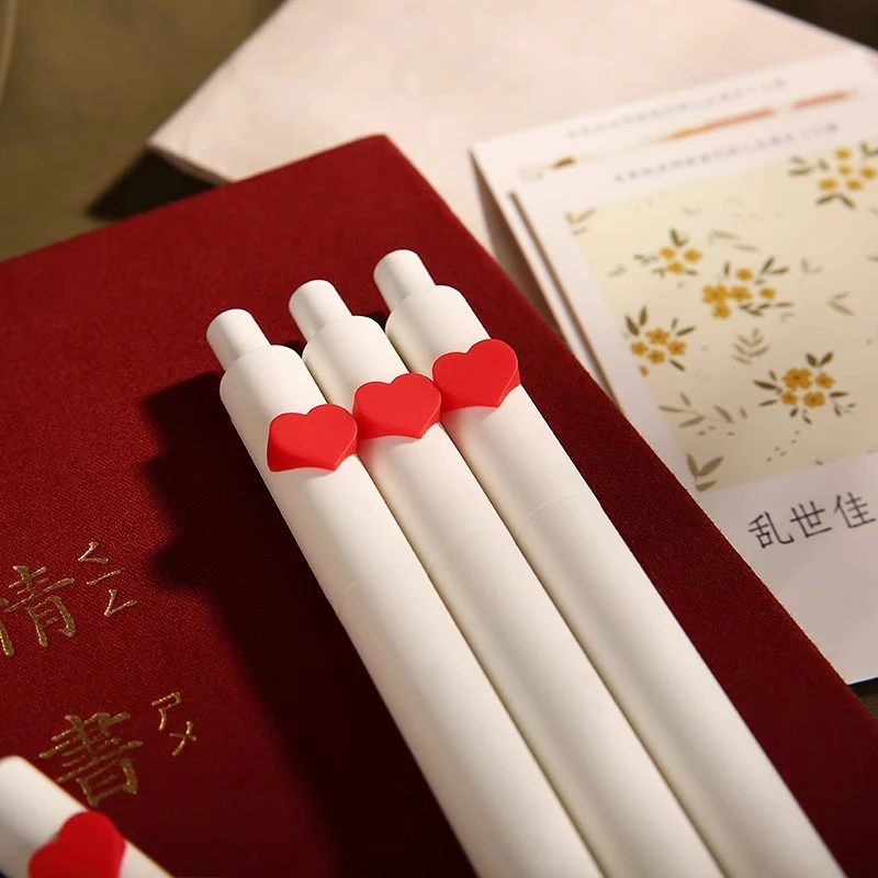 KACO 爱心中性笔 0.5mm水笔学生用考试用笔 书源心形笔表白小礼物