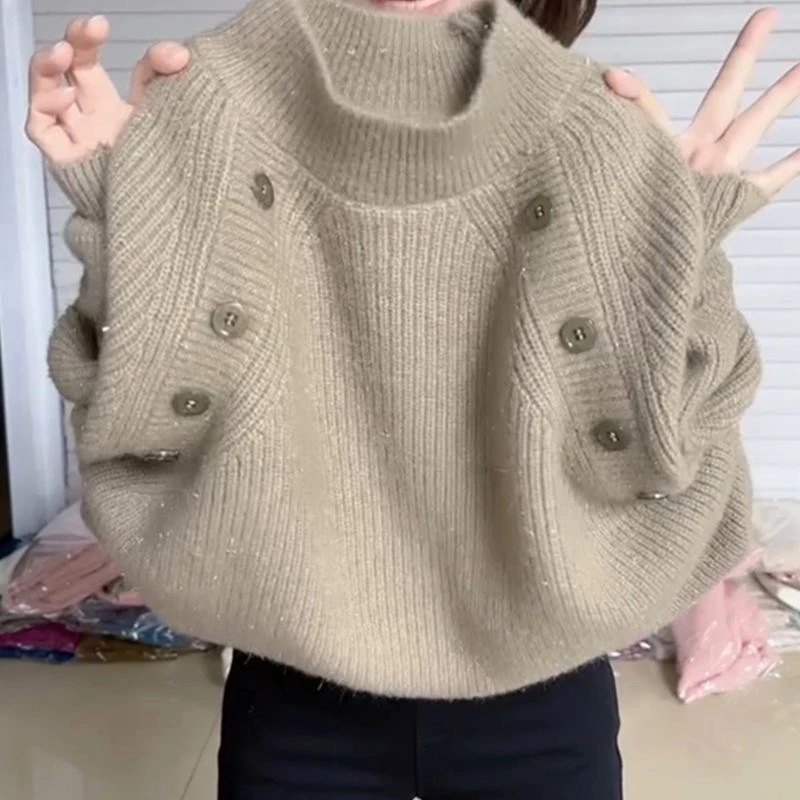 Z网红时尚春季百搭宽松半高领毛衣2025新款内搭洋气打底针织衫