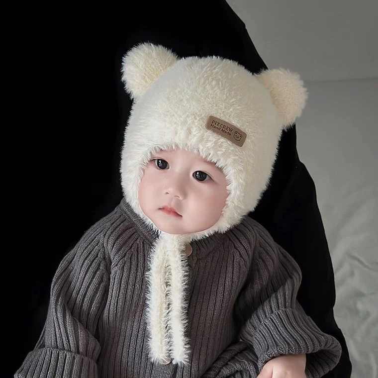 秋冬季婴儿帽子男女宝宝毛绒保暖套头超萌可爱婴幼儿童护耳包头帽