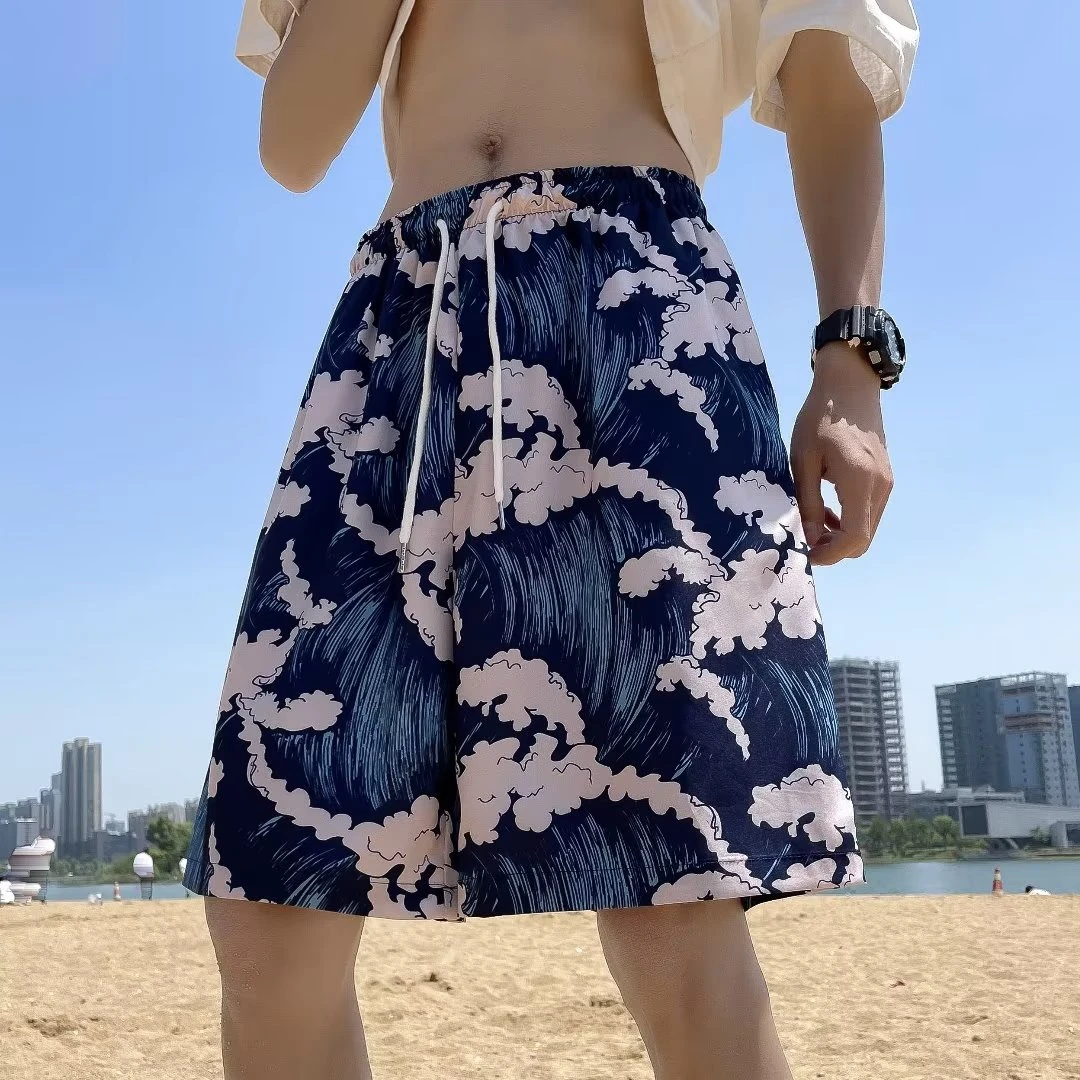 沙滩裤情侣外穿卡通印花夏季男女居家外穿透气速干休闲裤运动短裤