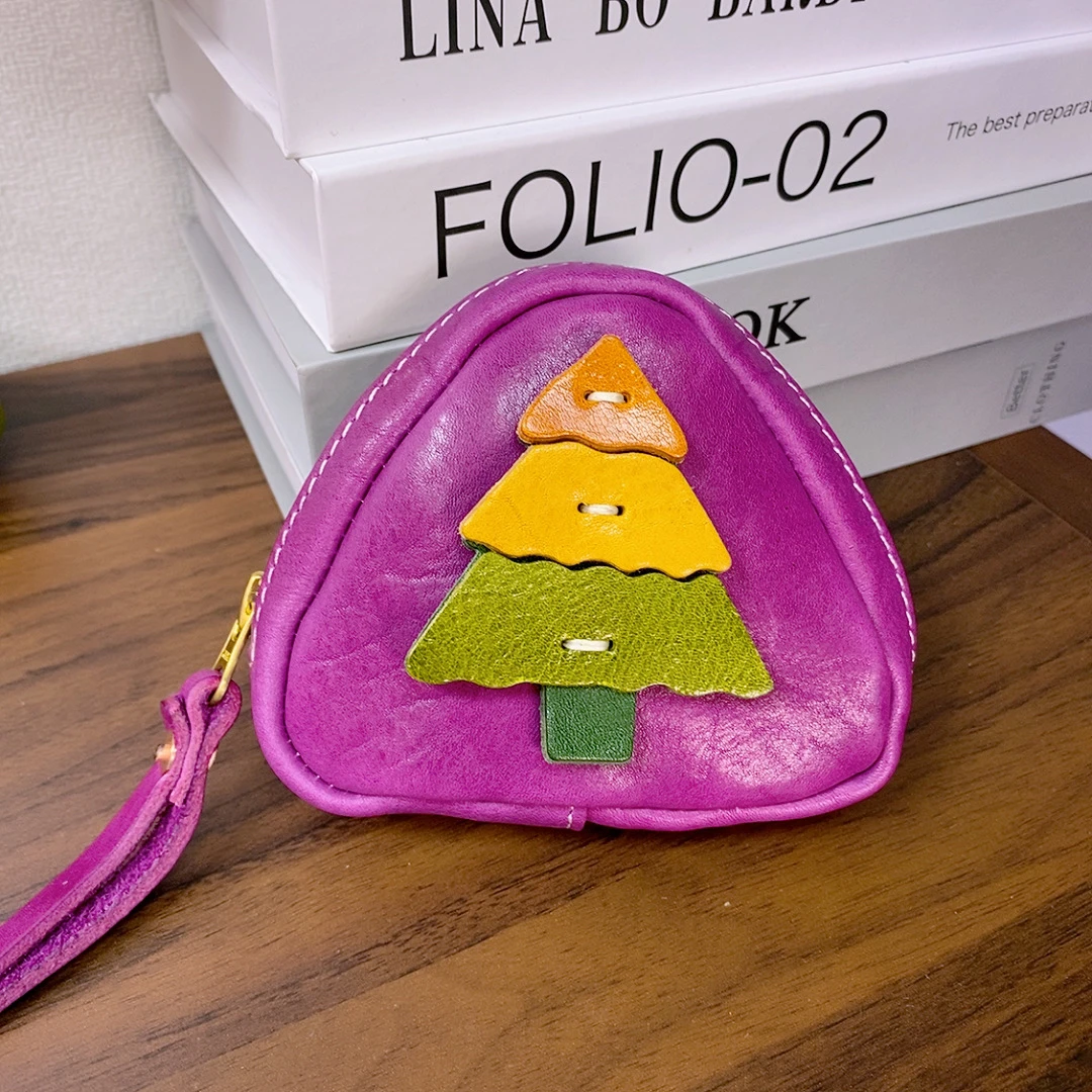 【旗牛】定制头层牛皮 饭团 零钱包 放耳机口红