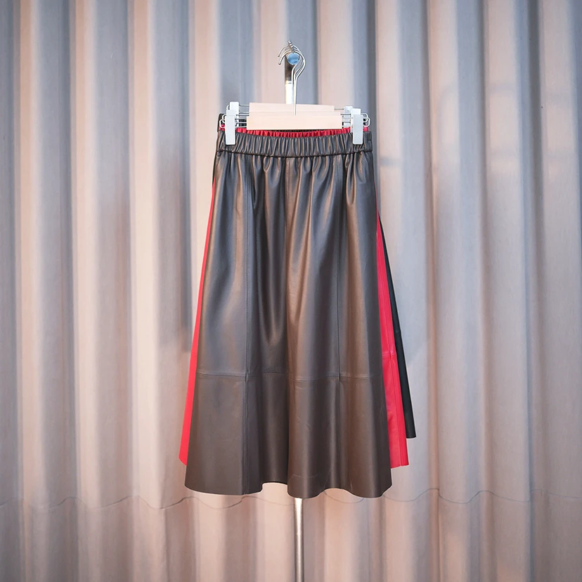 21201女装半身裙休闲半身裙时尚百搭女士气质A字拼接潮流简约高腰