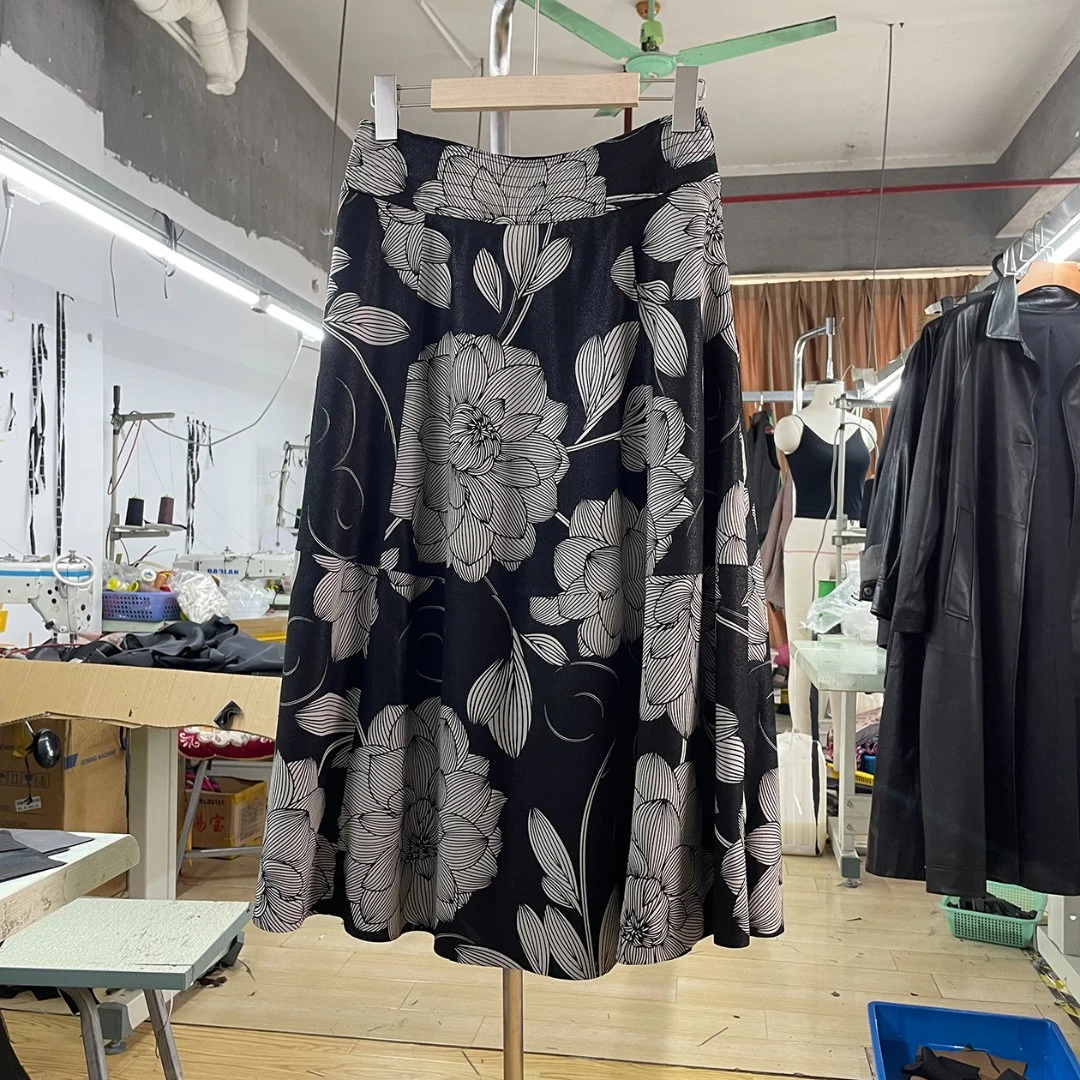 印花半身裙F03春夏碎花裙气质时尚百搭女士黑色半裙女款