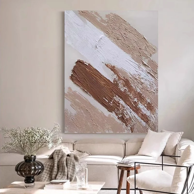 纯手绘油画【若古】侘寂赤贫风抽象油画手工高级感肌理客厅装饰画