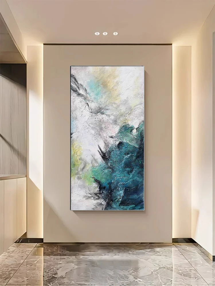 手绘油画《沉墨》现代简约轻奢抽象装饰画玄关过道走廊壁画客厅挂画