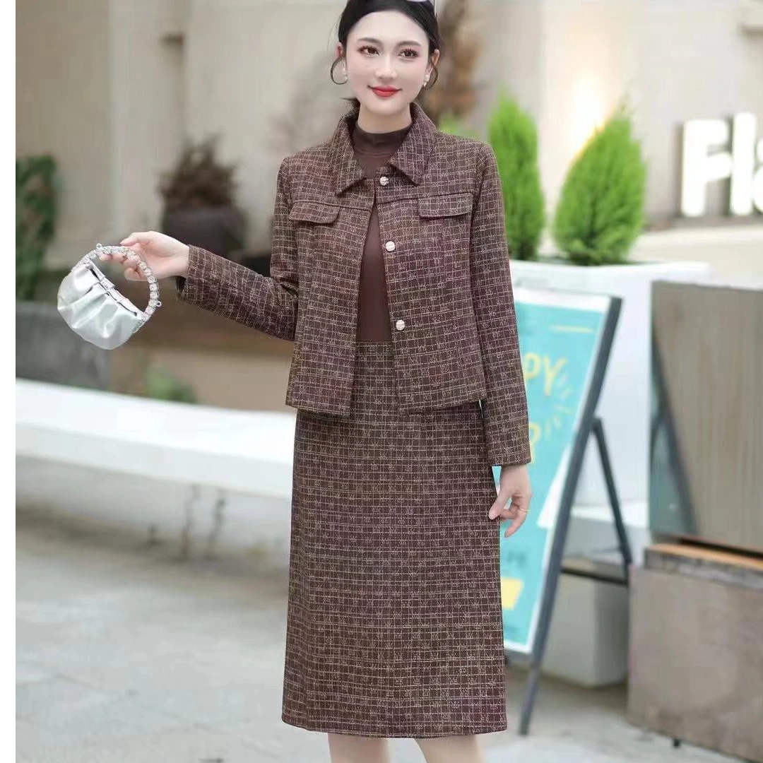 816洋气时尚精致穿搭修身显瘦小香风外搭连衣裙两件套