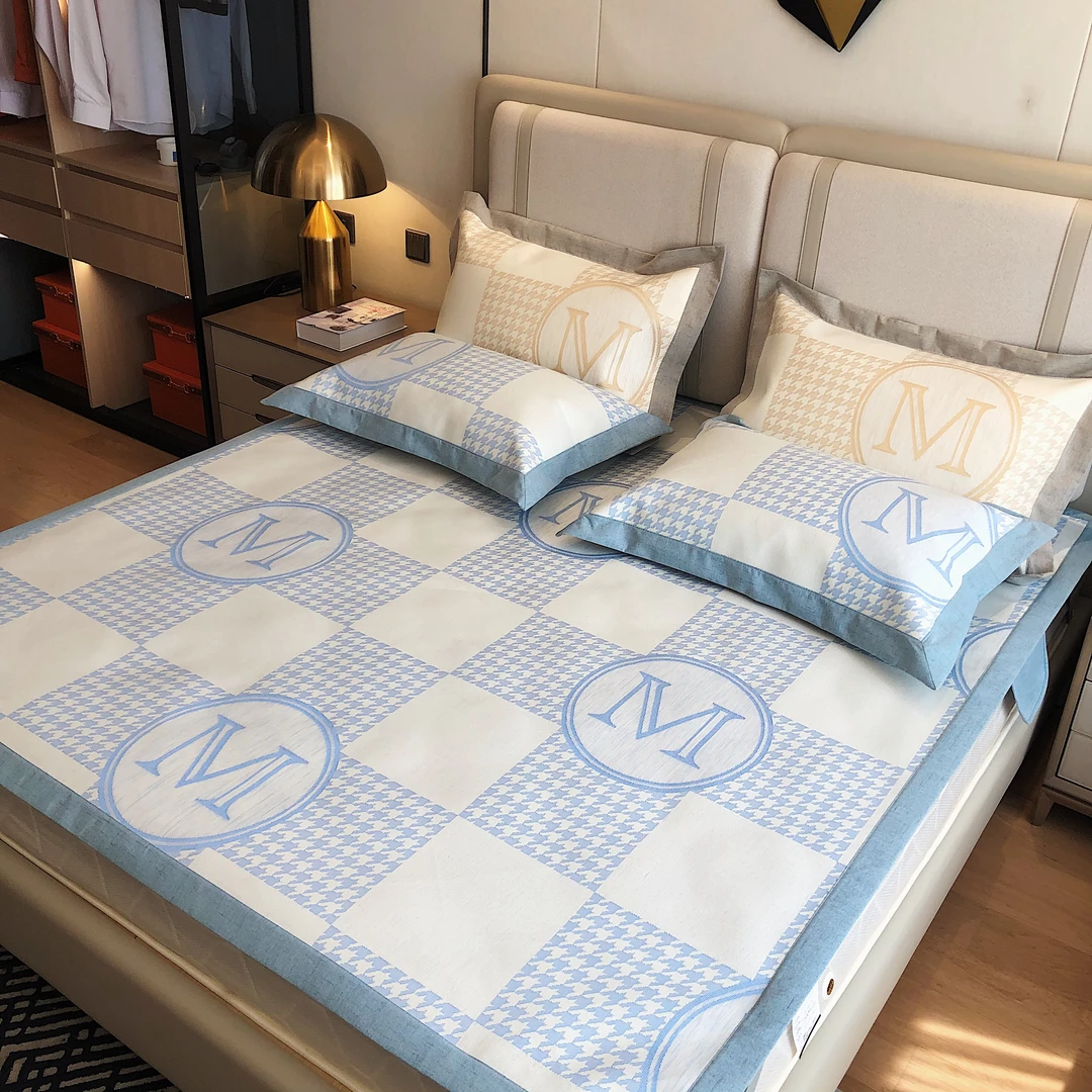 【晴儿】格调养生冰藤复合凉席千鸟格三件套-xr（6斤）