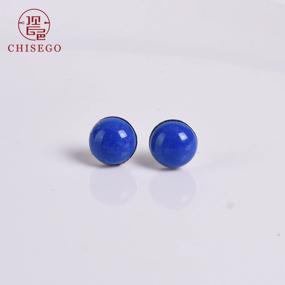 925银陶瓷耳饰 镶嵌清新气质 瓷色 925银卡托耳钉8mm