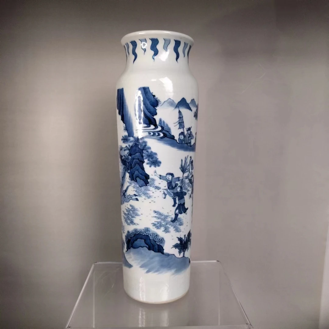 B88709889明崇祯 青花人物故事图瓶(h)