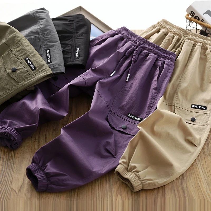 男童裤子薄款工装裤2024新款儿童休闲裤透气运动裤夏款男孩防蚊裤