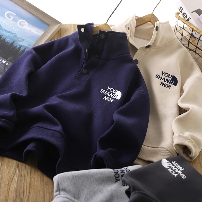 童装男童加绒卫衣2023新款儿童冬款加厚上衣冬季打底衫男孩衣服潮