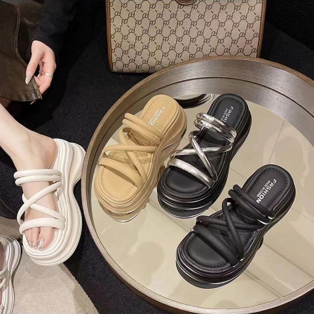 2025新款厚底828-5前后带拖鞋女外穿夏季时尚网红百搭沙滩一字拖
