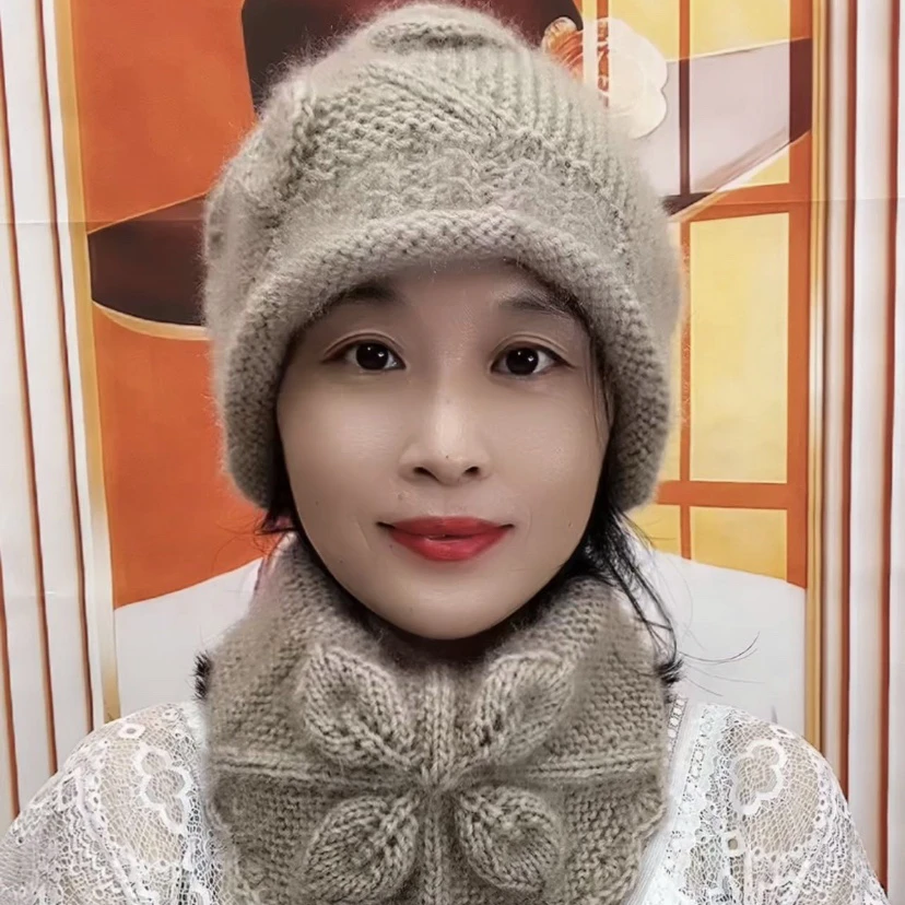 手工编织四叶草帽子围巾套装保暖百搭