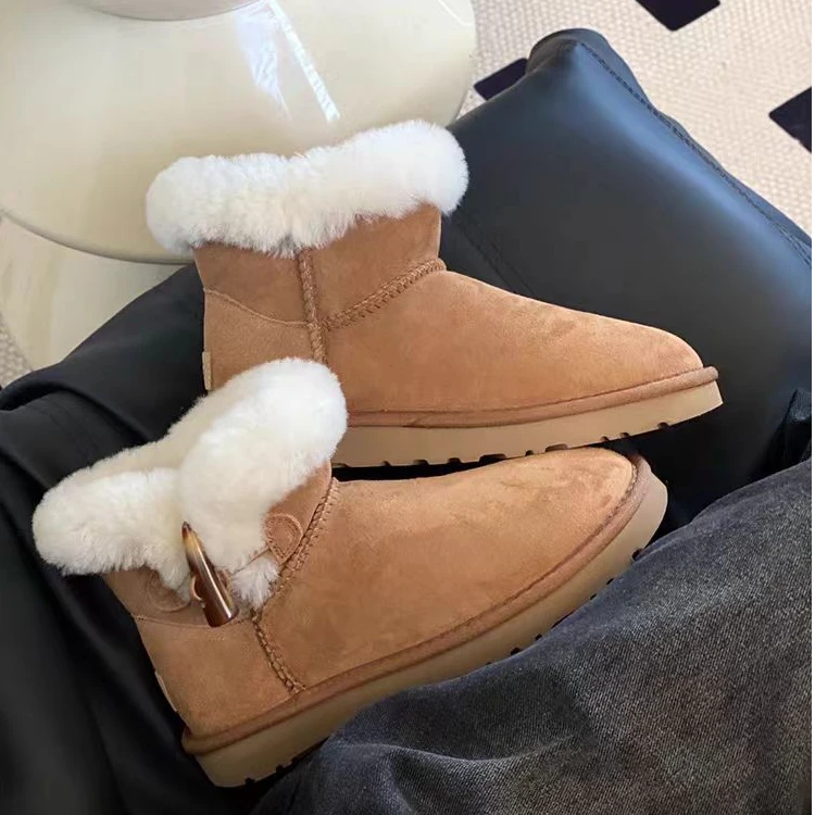 【桑坡高货】冬季新款雪地靴羊皮毛一体短靴低帮雪地靴桑坡雪地靴