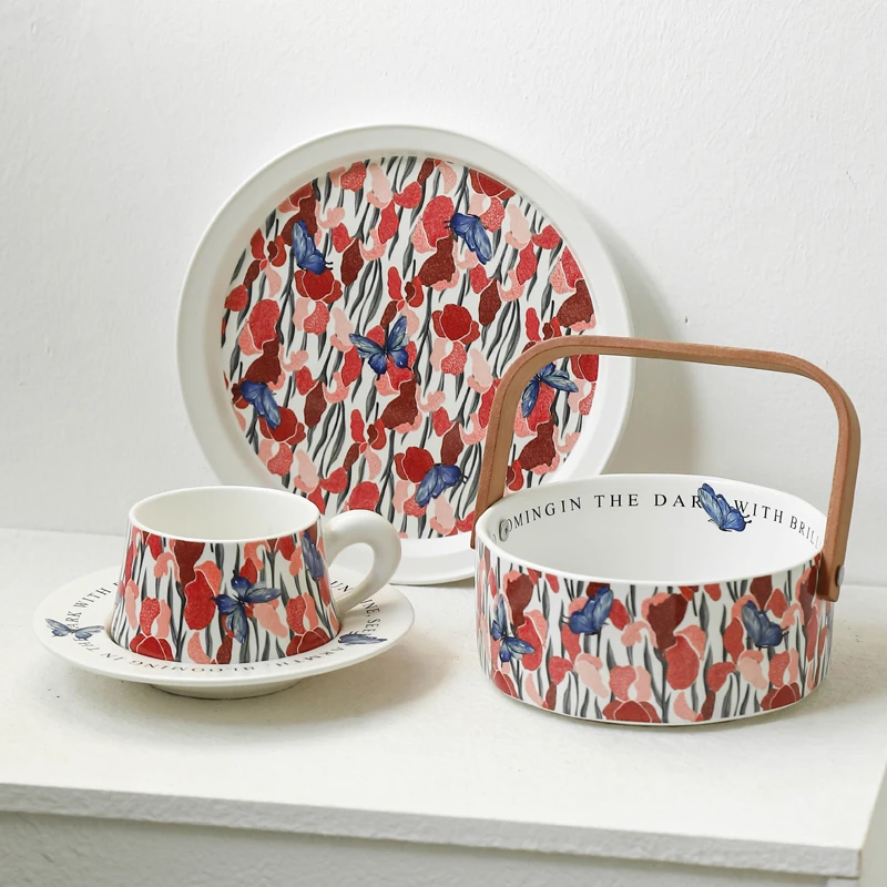 GARDEN系列BUTTERFLY咖啡杯碟家用轻奢高颜值女生小清新早餐杯