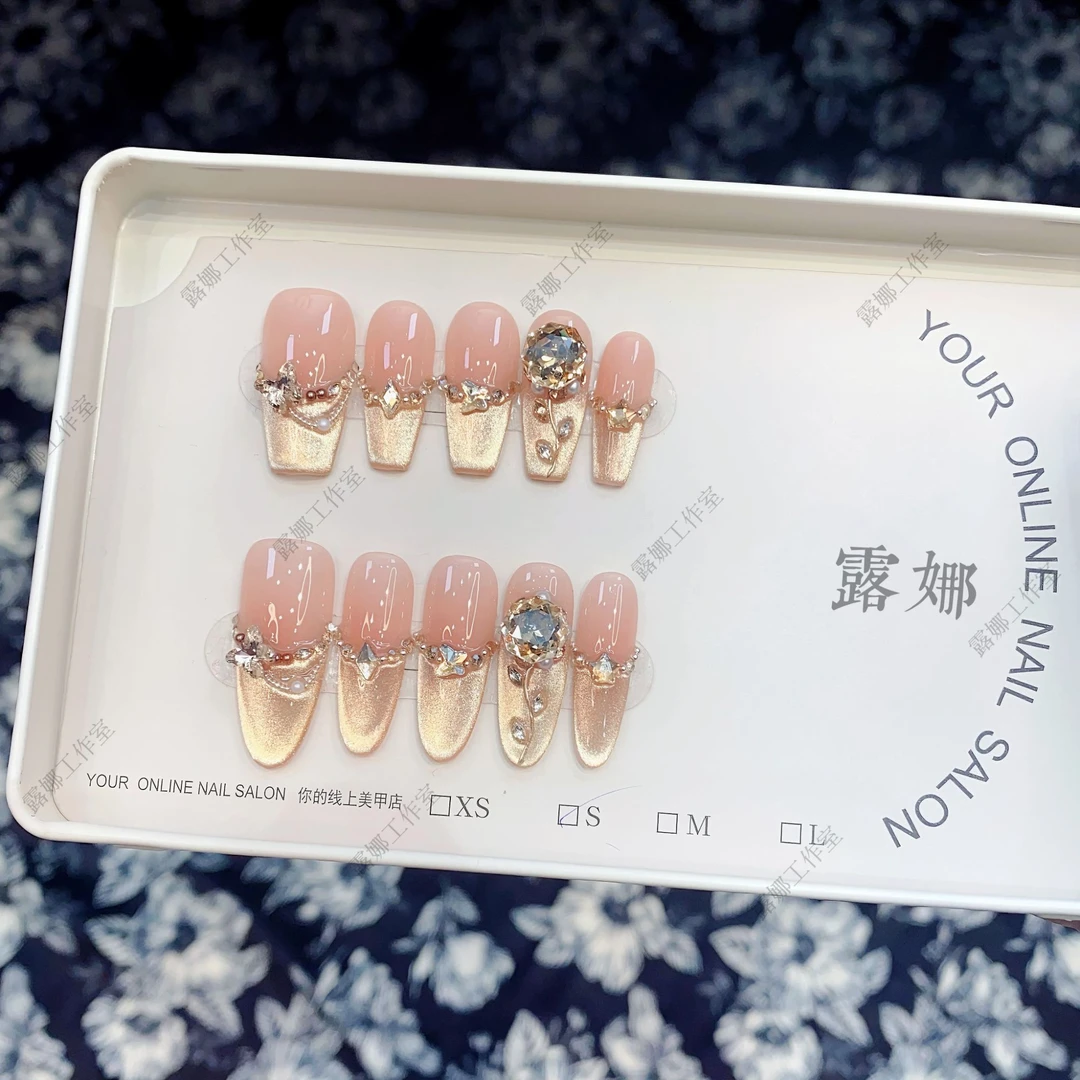 【玫瑰之恋】贴片可拆卸高级手工成品指甲贴片10片装款式穿戴甲