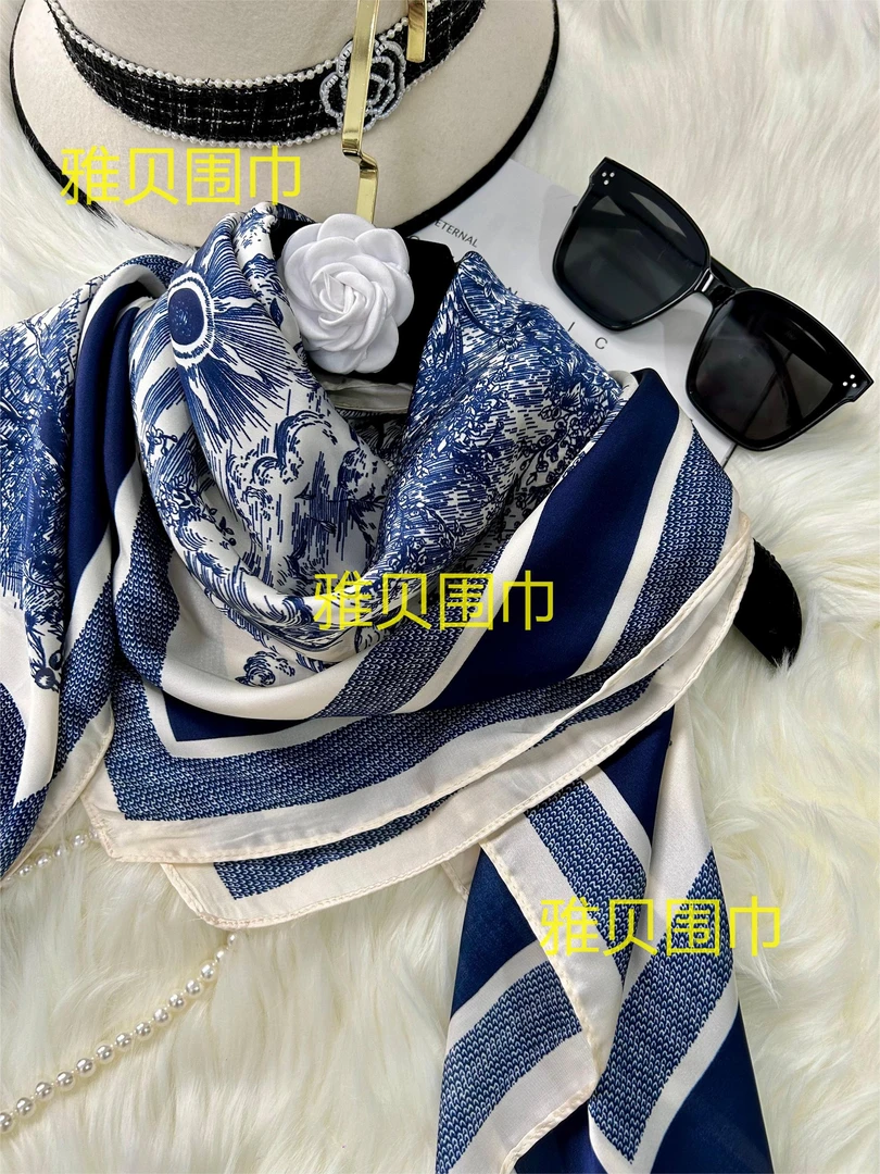 雅贝|1-248 丽景锻110*110左右丝巾长巾高档时尚百搭洋气大方气质