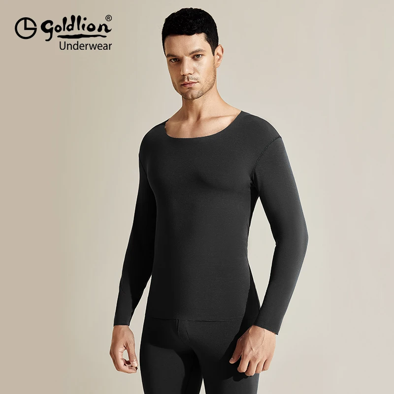 金利来随心裁圆领男套装保暖冬季内衣男士秋衣无痕德绒简约保暖套