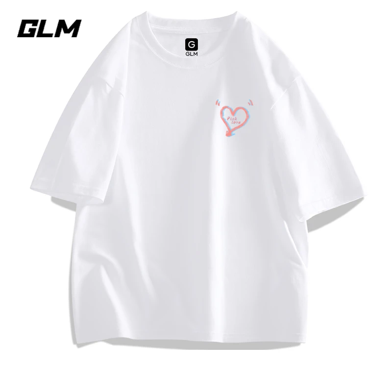 GLM印花短袖t恤男潮流休闲情侣夏季ins体恤纯棉上衣宽松半袖百搭