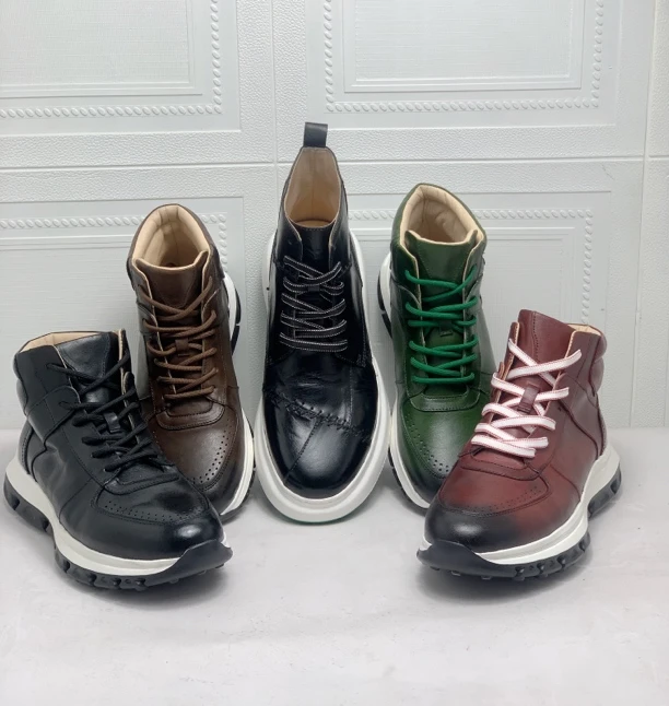 多色马皮运动男鞋时尚厚底舒适百搭潮鞋中帮经典潮流真皮