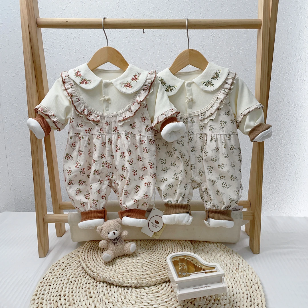 6832小象邦尼秋冬女宝薄棉多扣连体套装幼儿（绽放）