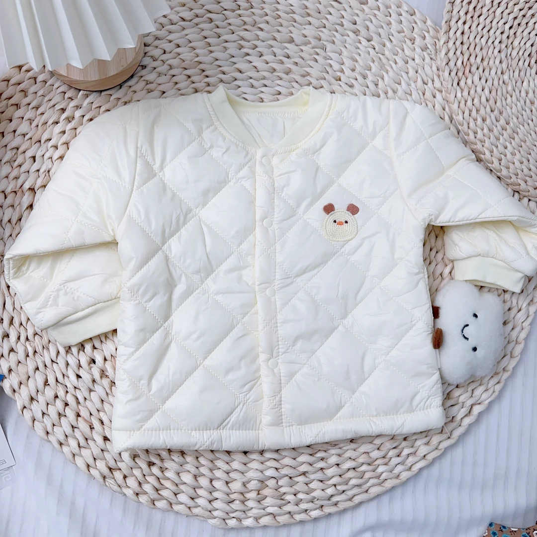 小豆婴春秋冬男女宝菱形格立领单上衣