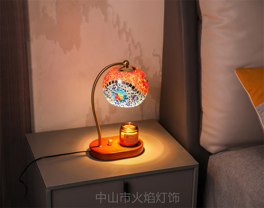 香薰融蜡灯摩洛哥小夜灯床头台灯无火香薰灯玻璃手工复古浪漫婚礼