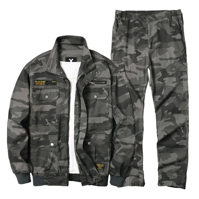 辛春秋弹力工作服套装男士迷彩工装耐磨防烫焊工服厂房车间劳保服